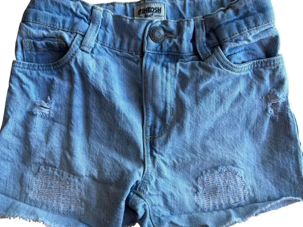 OshKosh B'gosh Toddler Girls Distressed‎ Denim Shorts Light Wash Size 5T